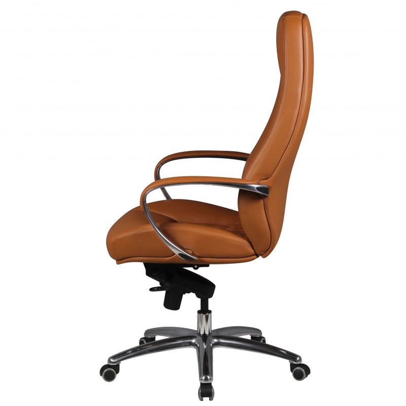 Schreibtischstuhl Bürostuhl AUSTIN Echt-Leder Caramel mit Kopfstütze