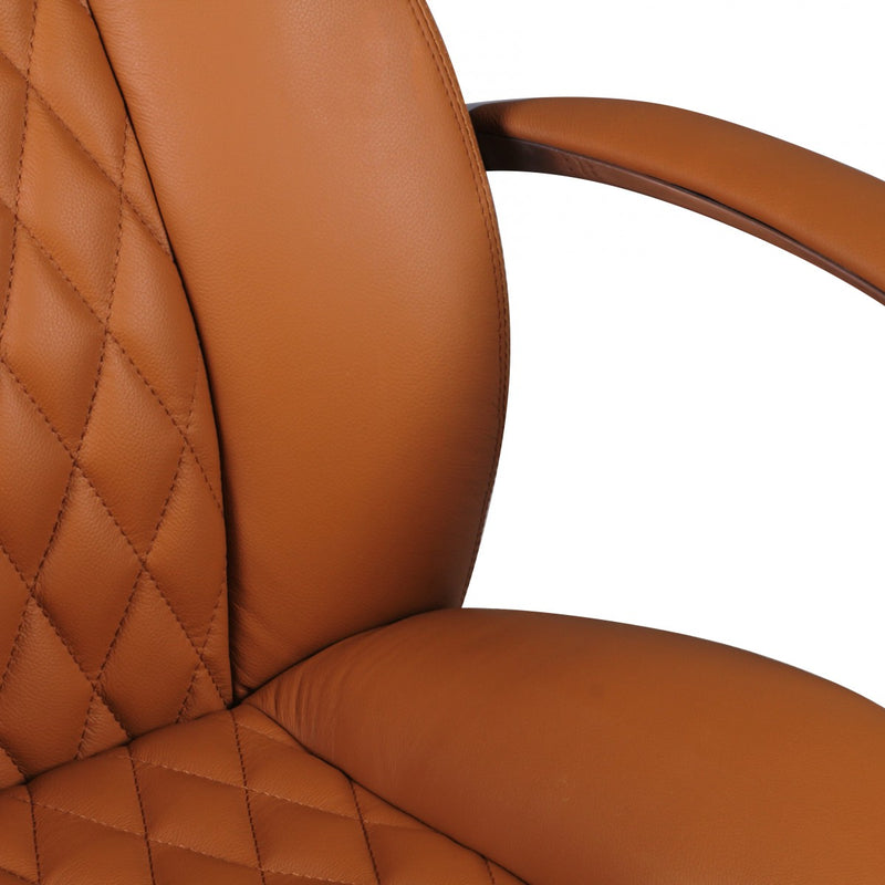 Schreibtischstuhl Bürostuhl AUSTIN Echt-Leder Caramel mit Kopfstütze