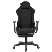 Gamingstuhl Bürostuhl Stoff Schwarz mit ausziehbarer Fußstütze