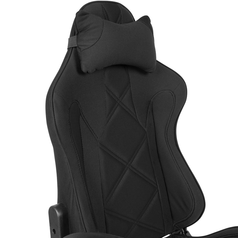 Gamingstuhl Bürostuhl Stoff Schwarz mit ausziehbarer Fußstütze