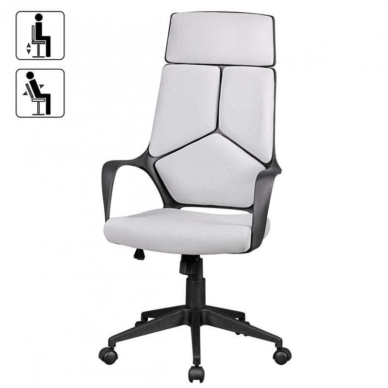 Bürostuhl Chefsessel Stoff Hellgrau mit Wippfunktion und Armlehne