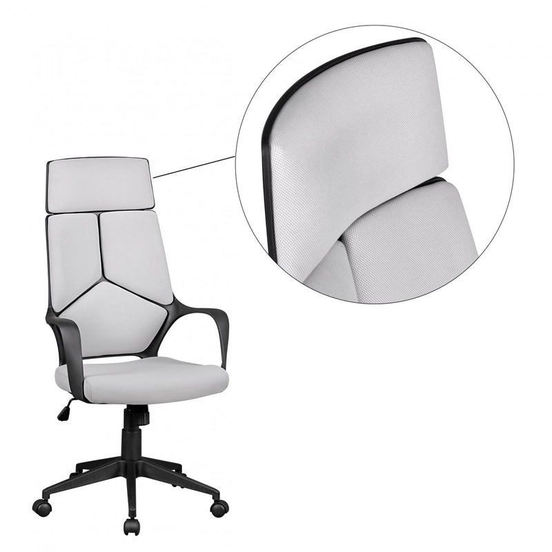 Bürostuhl Chefsessel Stoff Hellgrau mit Wippfunktion und Armlehne