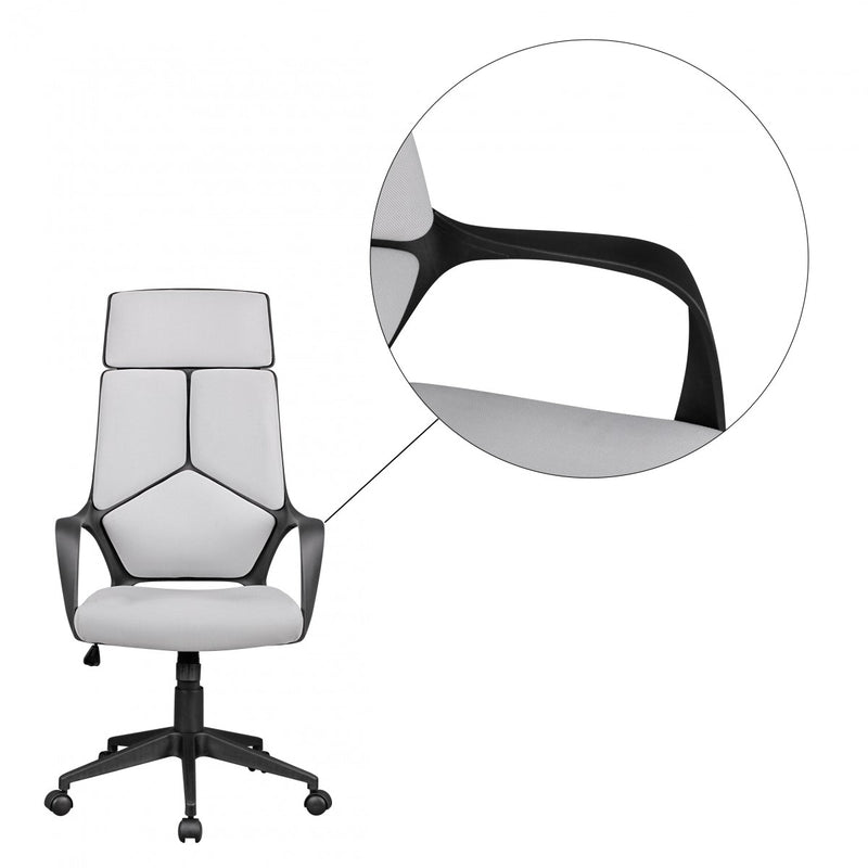 Bürostuhl Chefsessel Stoff Hellgrau mit Wippfunktion und Armlehne