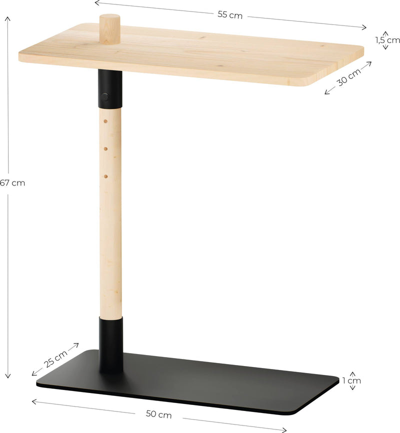 ADJUST TABLE höhenverstellbarer Beistelltisch Kiefer Schwarz lackiert