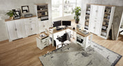 Komplettbüro Landhaus Büro-Set JASMIN 9-teilig Pinie weiß