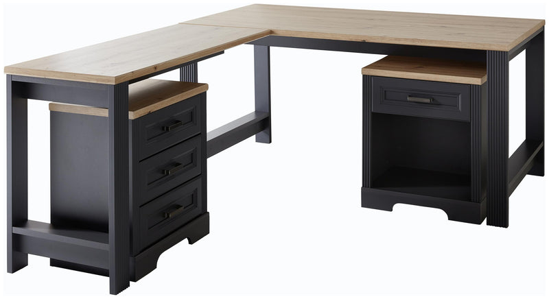 Komplettbüro Landhaus Büro-Set JASMIN 9-teilig Farbton Graphit