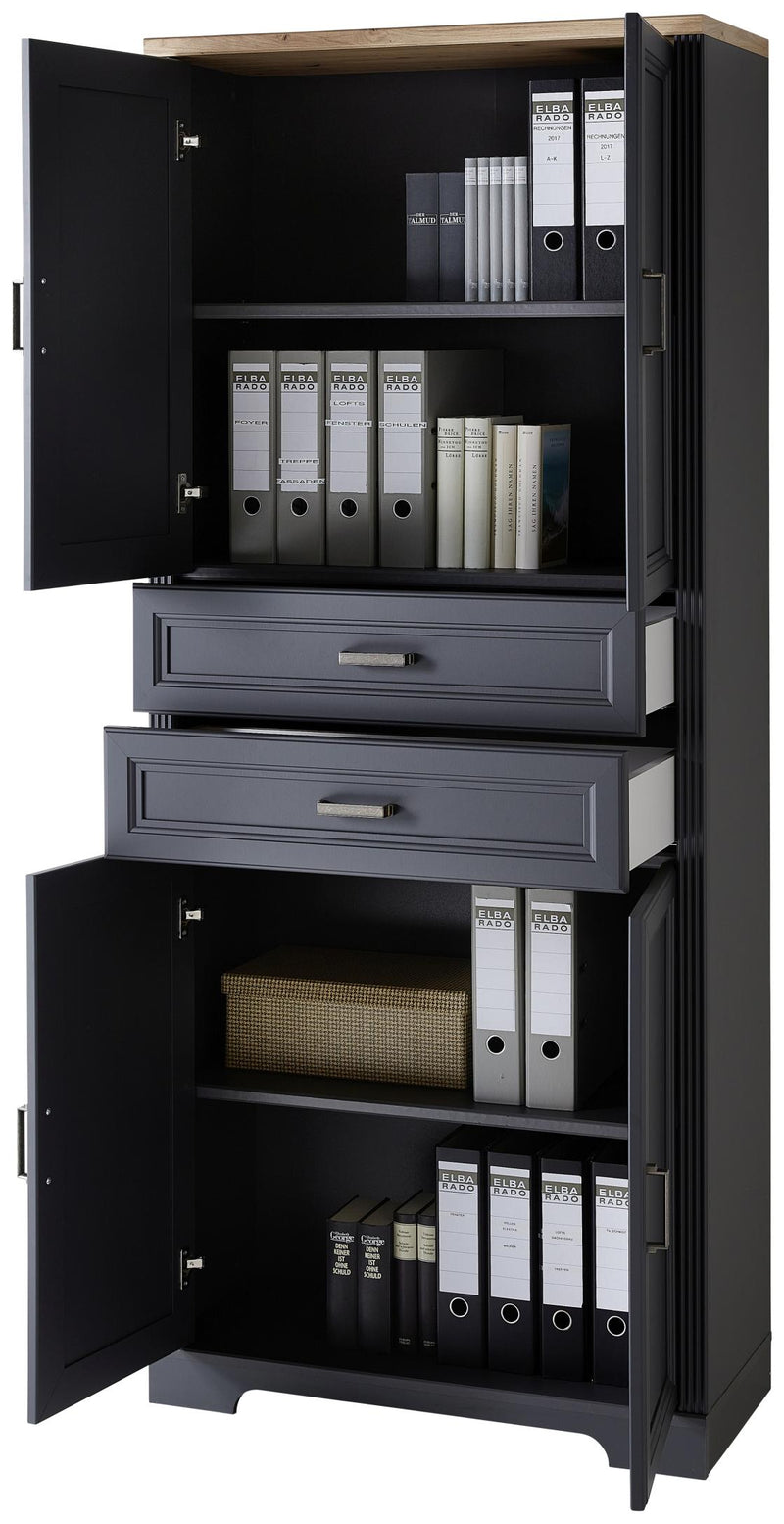 Komplettbüro Landhaus Büro-Set JASMIN 9-teilig Farbton Graphit