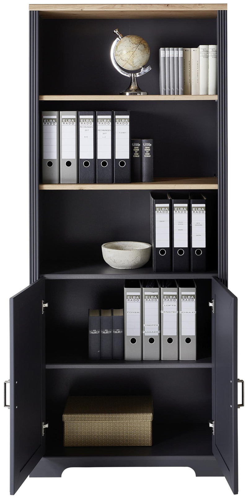 Komplettbüro Landhaus Büro-Set JASMIN 9-teilig Farbton Graphit