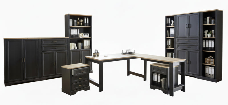 Komplettbüro Landhaus Büro-Set JASMIN 9-teilig Farbton Graphit