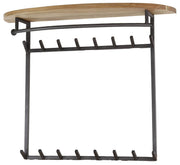 Garderobe Wandgarderobe BOOG 16 Haken Hutablage Stahl Akazie natur