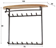 Garderobe Wandgarderobe BOOG 16 Haken Hutablage Stahl Akazie natur