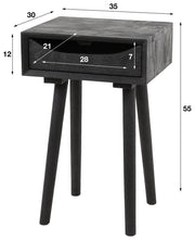 Nachtkommode SLEEK Beistelltisch Akazienholz Schwarz