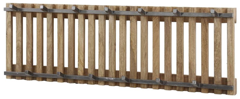 Wandgarderobe Garderobenpaneel TWEAK 13 Haken Mango Holz und Stahl