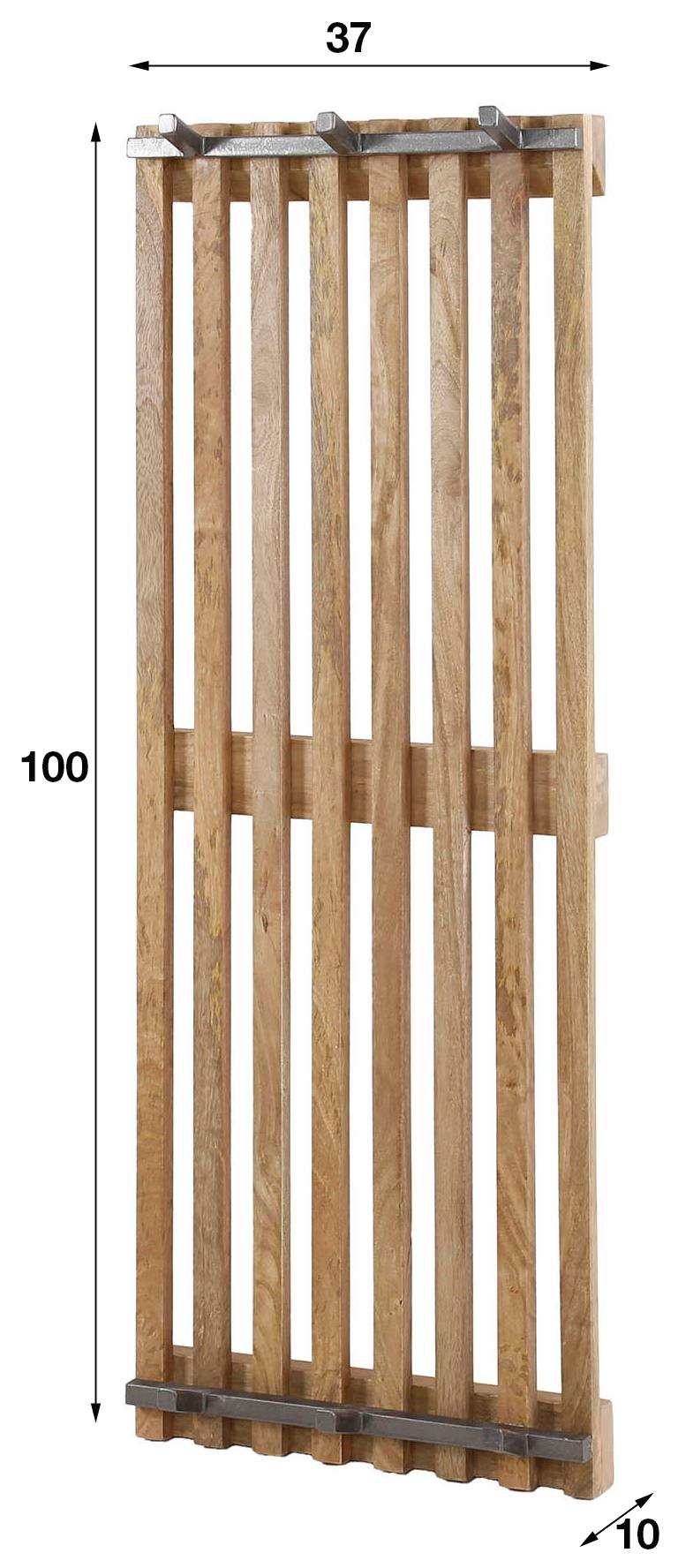 Garderobenpaneel Wandgarderobe TWEAK 6 Haken Mango Holz und Stahl