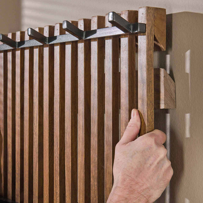 Garderobenpaneel Wandgarderobe TWEAK 14 Haken Mango Holz und Stahl
