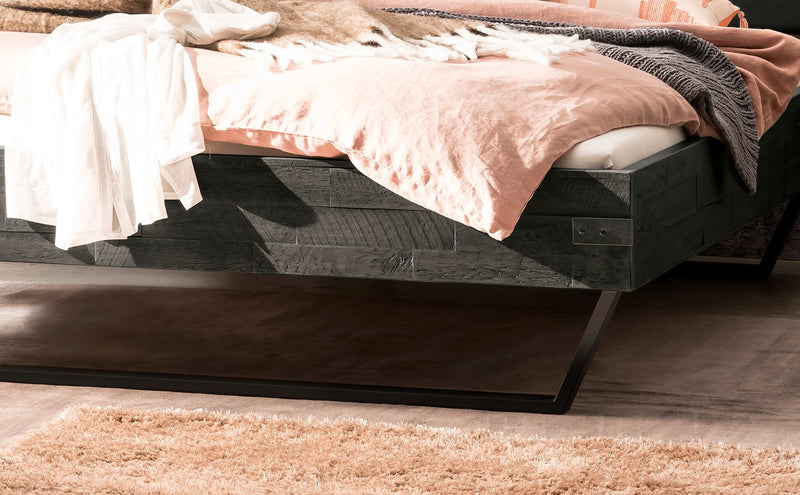 Hasena Kufen Massivholzbett Industrial Loft LECONA  Akazie Grey