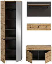 Garderobenmöbel-Set CANU 3-teilig - Basalt grau/Artisan Eiche Dekor