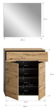 Garderobenmöbel-Set CANU 2-teilig - Basalt grau/Artisan Eiche Dekor