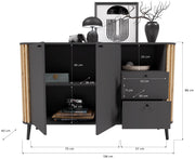 Sideboard PURE 138x88 cm in elegantem Artisan Eiche/Grau Dekor