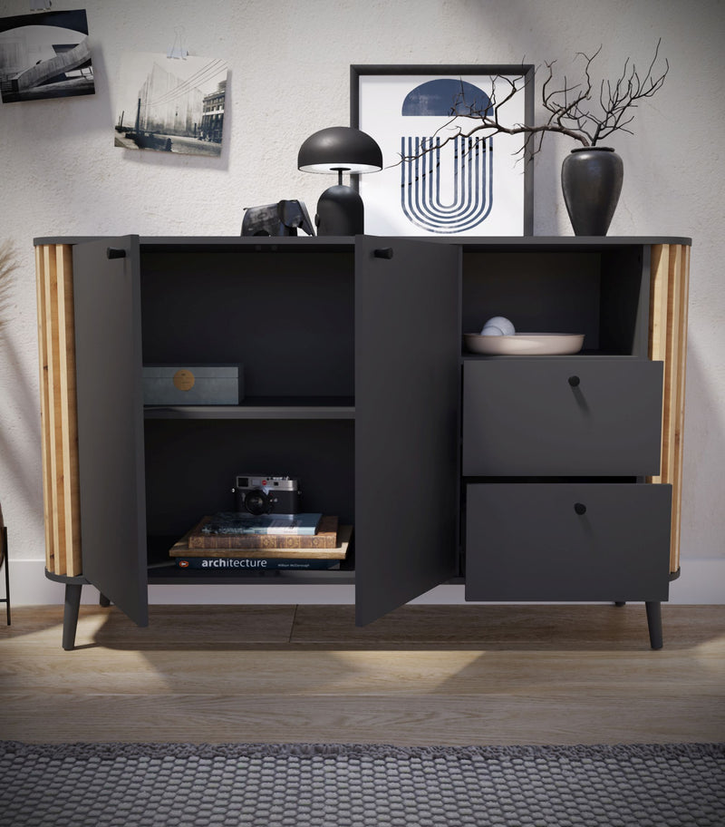 Sideboard PURE 138x88 cm in elegantem Artisan Eiche/Grau Dekor
