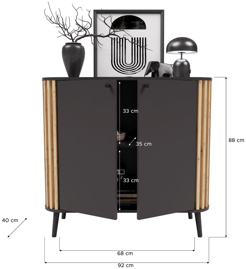 Sideboard Kommode PURE 92x88 cm in elegantem Artisan Eiche/Grau Dekor