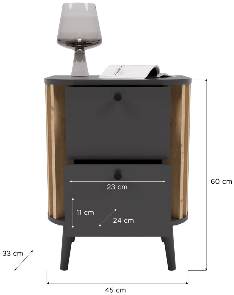 Nachtkommode PURE 45x60 cm in elegantem Artisan Eiche/Grau Dekor