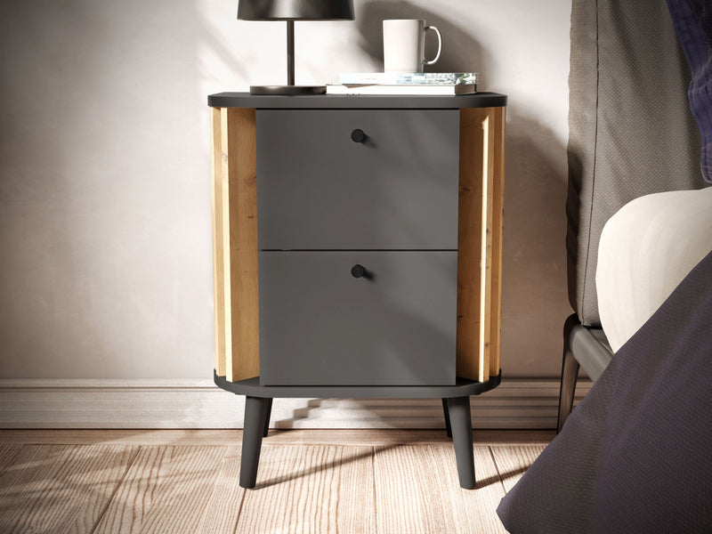 Nachtkommode PURE 45x60 cm in elegantem Artisan Eiche/Grau Dekor