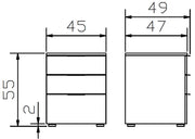 Nachtkommode TRIO Kommode mit 3 Schubladen Weiß / Anthrazit Hasena