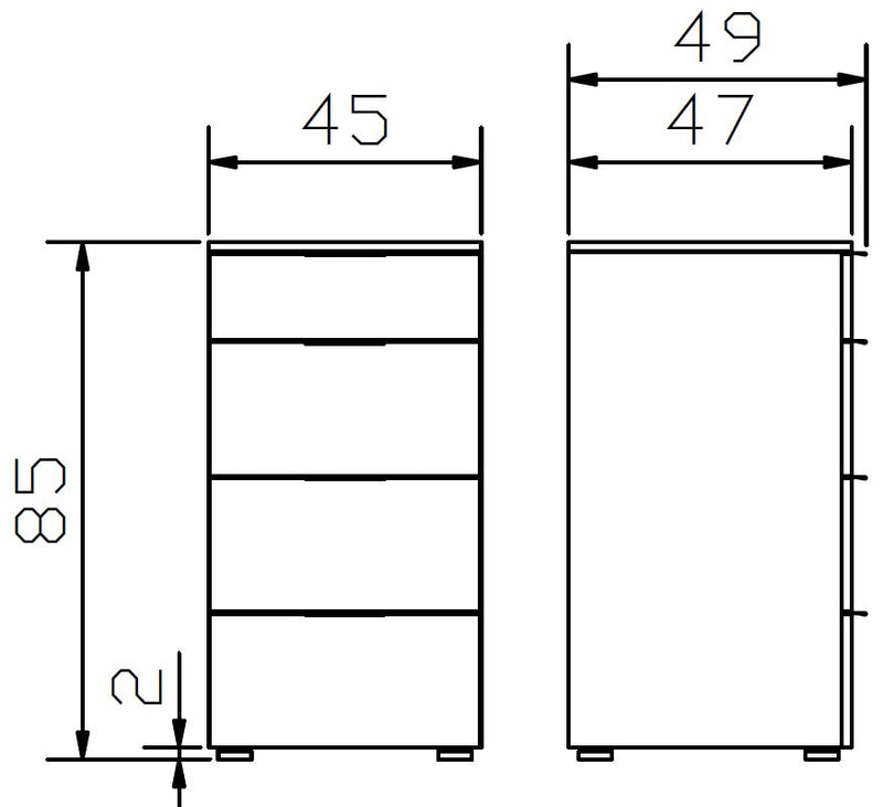 Schubladenkommode ATRINE Kommode MDF Weiß / Anthrazit Hasena