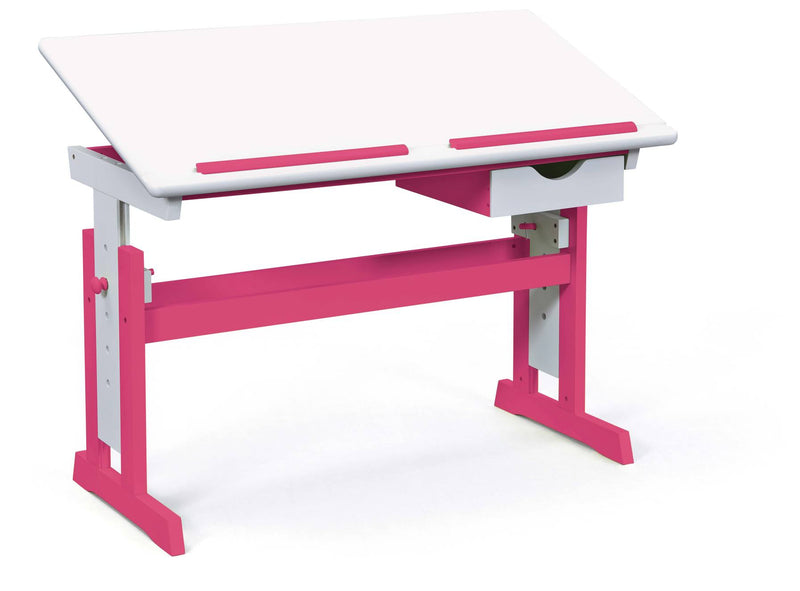 Kinderschreibtisch PIJII Pink weiß + Rollcontainer Simon Komplettset