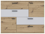 Kommode SKIVE Optik Artisan Eiche / Secret Grey 2-trg. 4 Schubladen