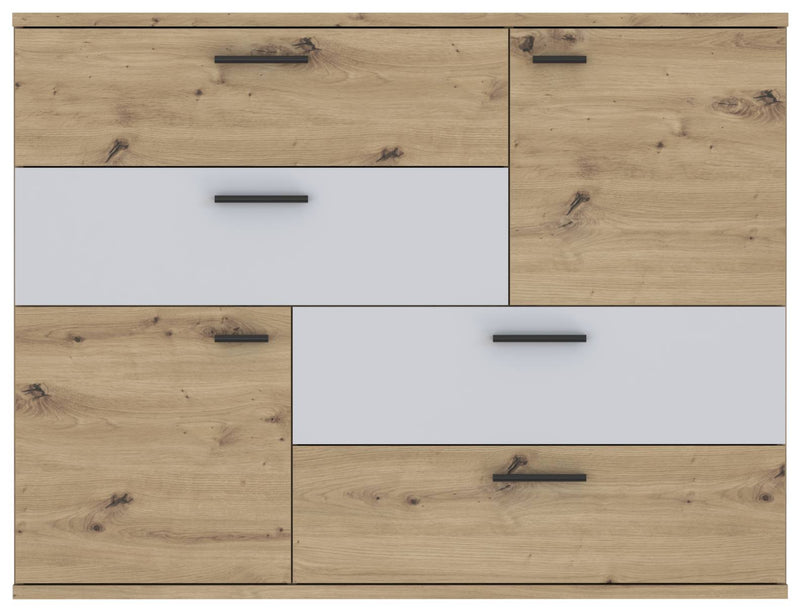 Kommode SKIVE Optik Artisan Eiche / Secret Grey 2-trg. 4 Schubladen