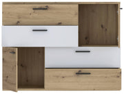 Kommode SKIVE Optik Artisan Eiche / Secret Grey 2-trg. 4 Schubladen