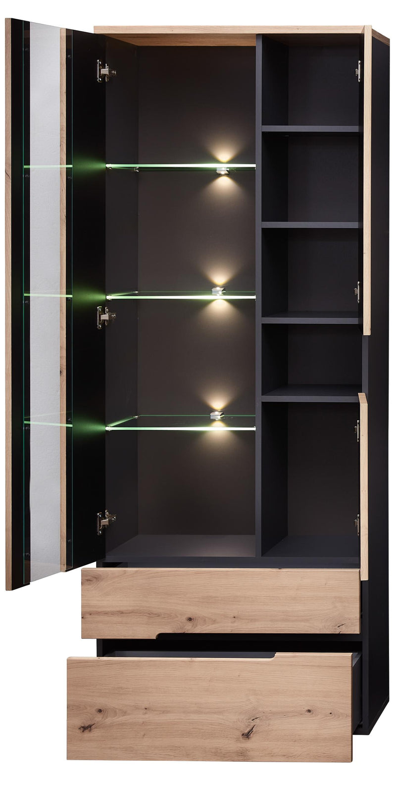 Vitrine MEMPHIS Artisan Eiche Graphit Nachbildung