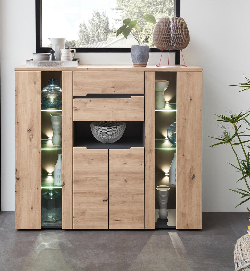 Highboard MEMPHIS Artisan Eiche Graphit Nachbildung