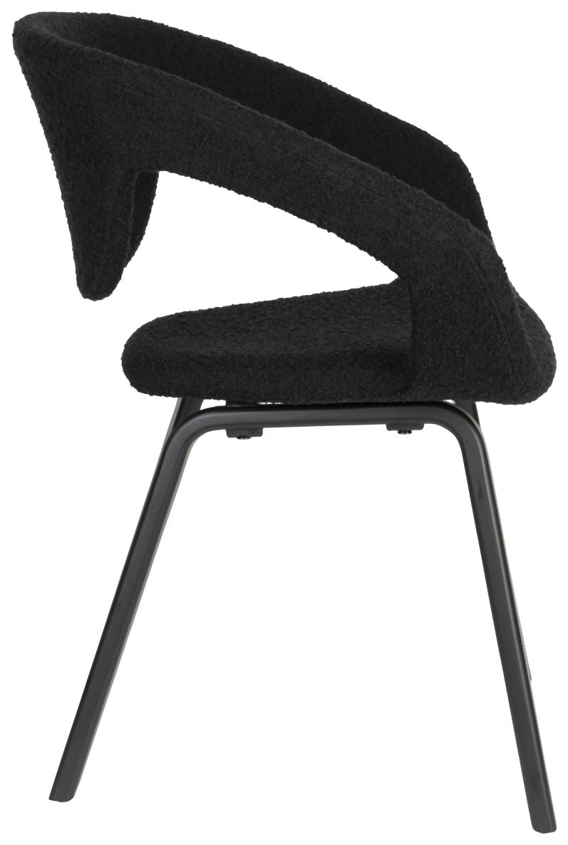 Stuhl Esszimmerstuhl FLEXBACK Bouclé Schwarz von Zuiver