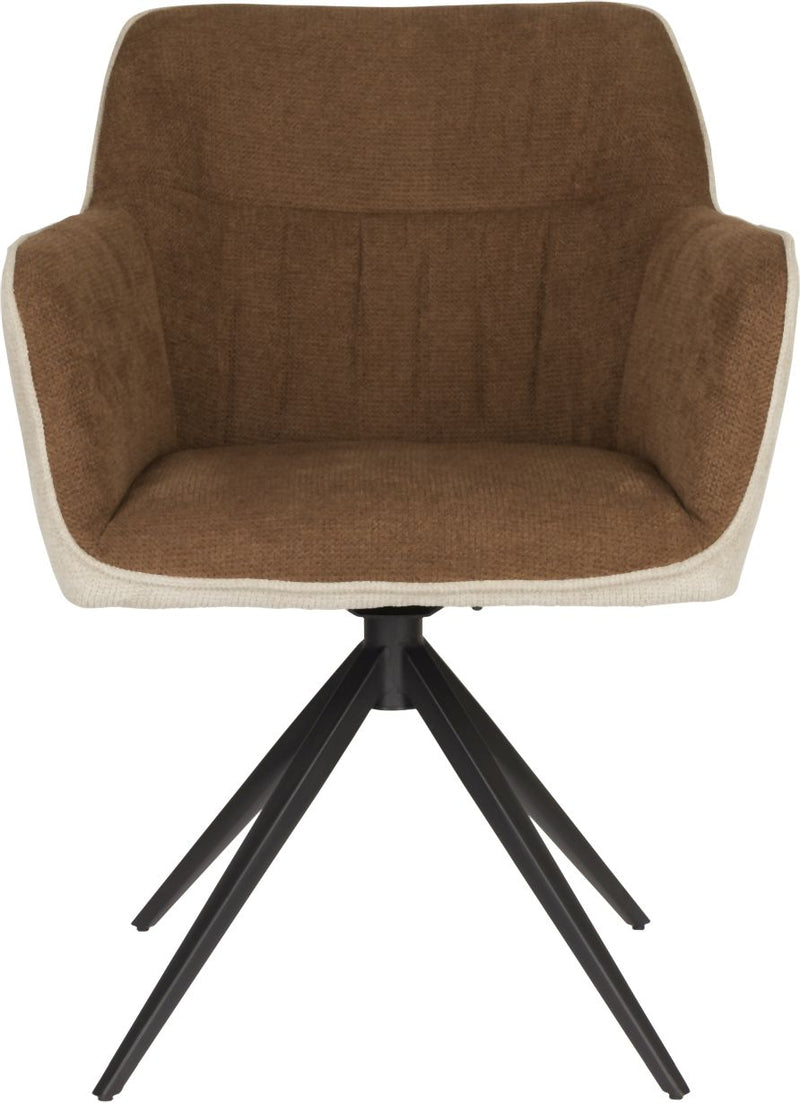 Stuhl Armlehnstuhl Esszimmerstuhl DALEY in der Farbe Beige/Braun