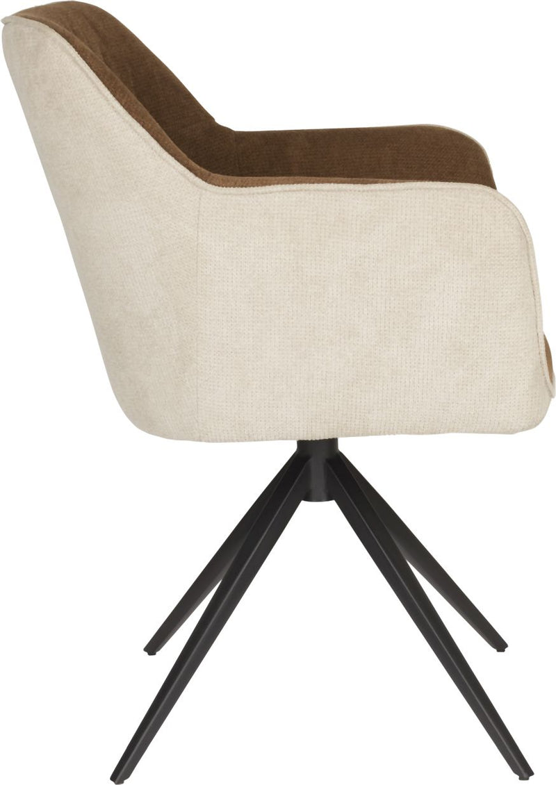 Stuhl Armlehnstuhl Esszimmerstuhl DALEY in der Farbe Beige/Braun