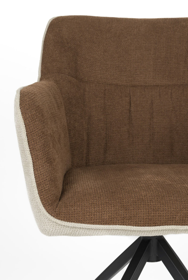 Stuhl Armlehnstuhl Esszimmerstuhl DALEY in der Farbe Beige/Braun