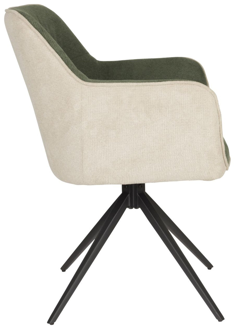 Stuhl Armlehnstuhl Esszimmerstuhl DALEY in der Farbe Beige/Grün