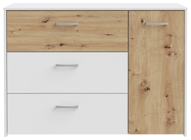 Sideboard CULGOA Kommode 3 Schubladen und 1 Tür Artisan Eiche / Weiß