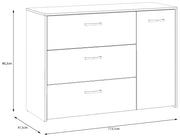 Sideboard CULGOA Kommode 3 Schubladen und 1 Tür Artisan Eiche / Weiß