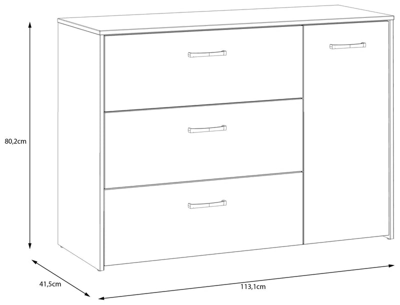 Sideboard CULGOA Kommode 3 Schubladen und 1 Tür Artisan Eiche / Weiß
