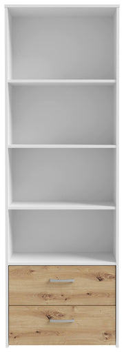 Regal Bücherregal CULGOA mit 2 Schubladen in Weiß mit Artisan Eiche