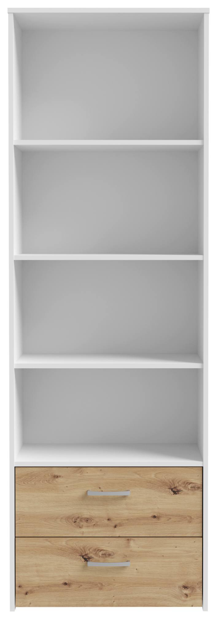 Regal Bücherregal CULGOA mit 2 Schubladen in Weiß mit Artisan Eiche
