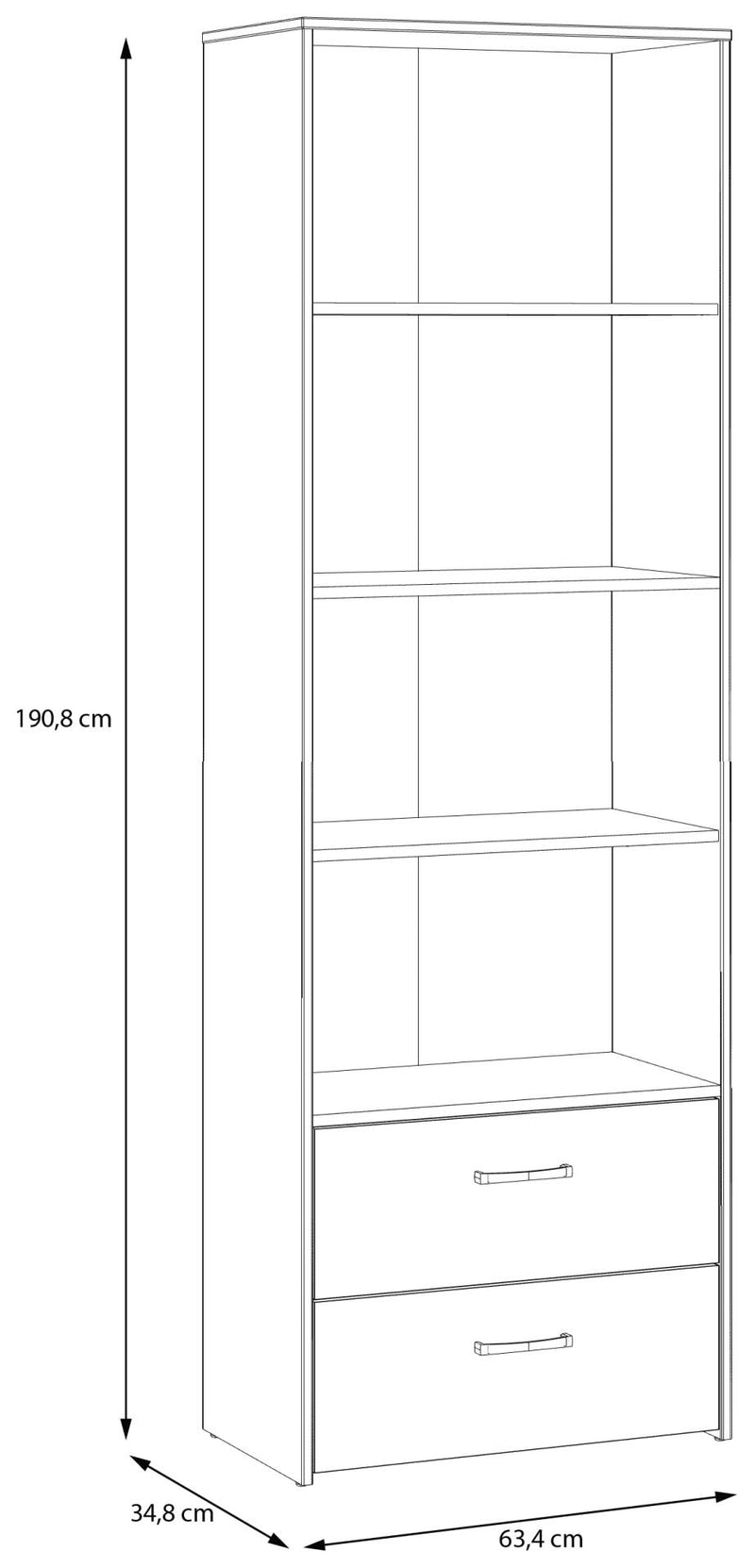 Regal Bücherregal CULGOA mit 2 Schubladen in Weiß mit Artisan Eiche