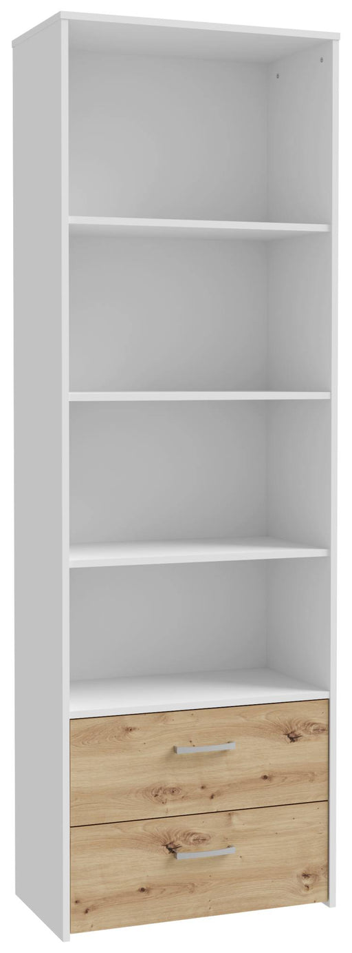 Regal Bücherregal CULGOA mit 2 Schubladen in Weiß mit Artisan Eiche