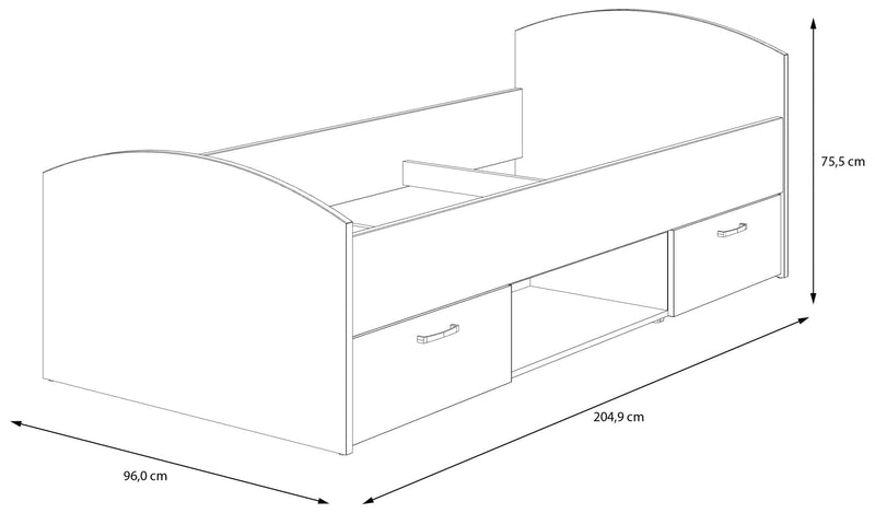 Jugendbett CULGOA 90 x 200 cm mit 2 Schubladen - Artisan Eiche / Weiß