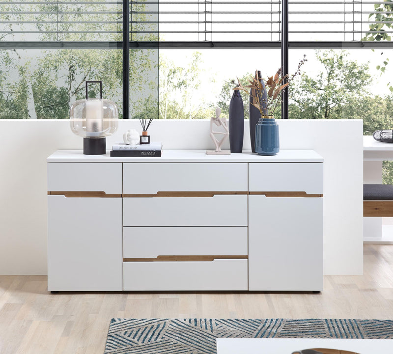 Sideboard MEMPHIS Weiß mit Artisan Eiche Nachbildung