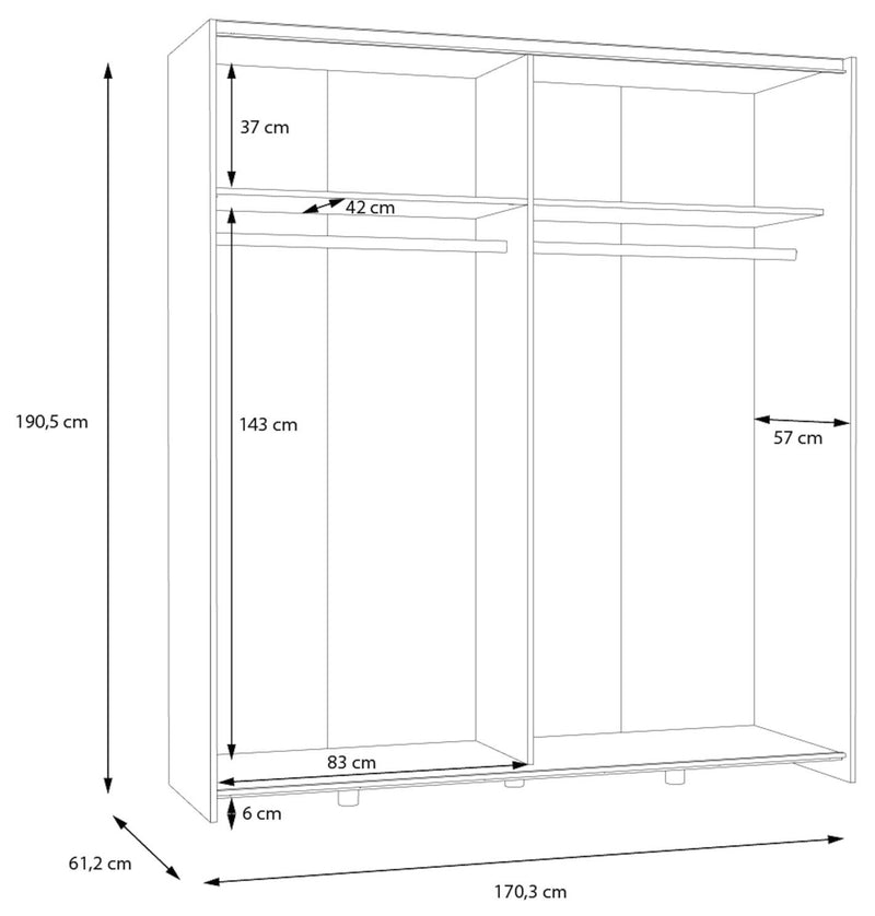 Komplettset Jugendzimmer CULGOA 2 mit Schwebetürenschrank Artisan Weiß